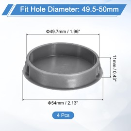 uxcell 4Pcs 50mm(2") Nylon Hole Plugs, Flush Type Panel Round Snap in Fastener Knockout Locking Plugs for Furniture Insert End Caps Panels, Gray