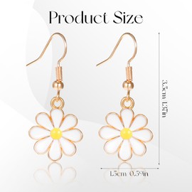 Daisy Earrings for Women, Cute Daisy Flower Earrings Gold Bohemian Sunflower Hook Dangle Earrings for Women Jewelry