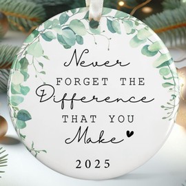 Thank You Gifts for Women, Boss, Coworkers, Manager, Teacher, Nurse, Mom, Friends, Her - Thank You Christmas Ornament - Never Forget The Difference You Made Ornament - Ceramic Xmas Ornament 2025