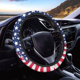 GLENLCWE American Flag Car Steering Wheel Cover Universal 15 Inch Steering Wheel Cover Car Interior Decor Protector for Men Women
