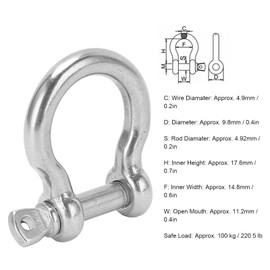 Grillete de de 10 Piezas, Grillete de Carga en Forma de U de Acero Inoxidable para Acampar, Senderismo, Escalada M5