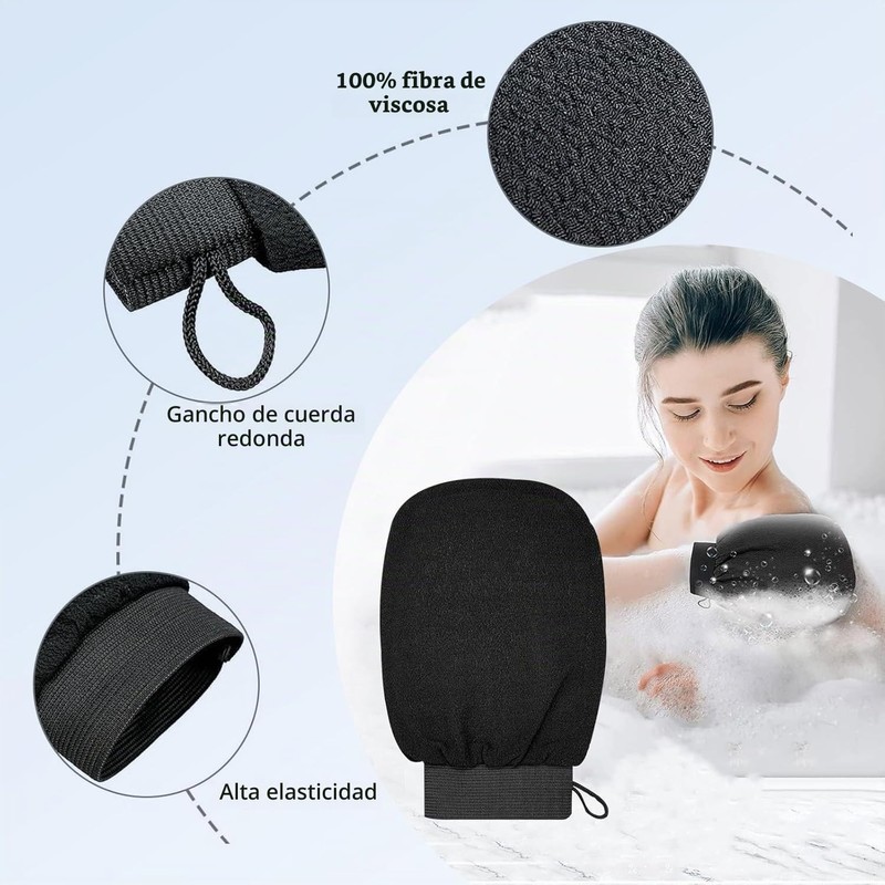 Guantes Exfoliantes para Baño Negros 5 Pcs LBYHZS Hammam y