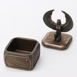 Veronese Design 4 3/4 Inch Egyptian Goddess Isis Square Trinket Art Deco Resin Sculpture Bronze Finish Box
