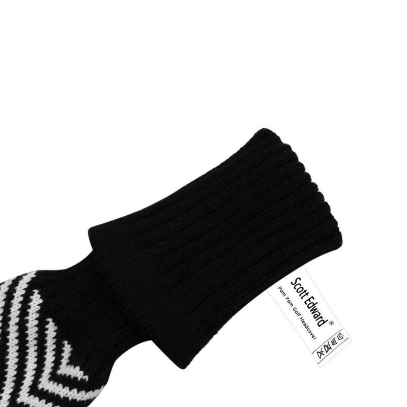 Black Diagonal Stripes Knit Woods Golf Head Covers, Set of