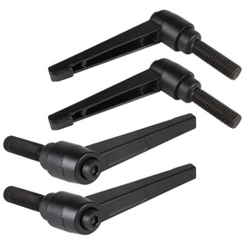 EFUTURETIME Clamping Lever M12 x 40 mm Adjustable Metal Clamping Handle Machine Handles with External Thread Clamping Lever Screw Black Pack of 4