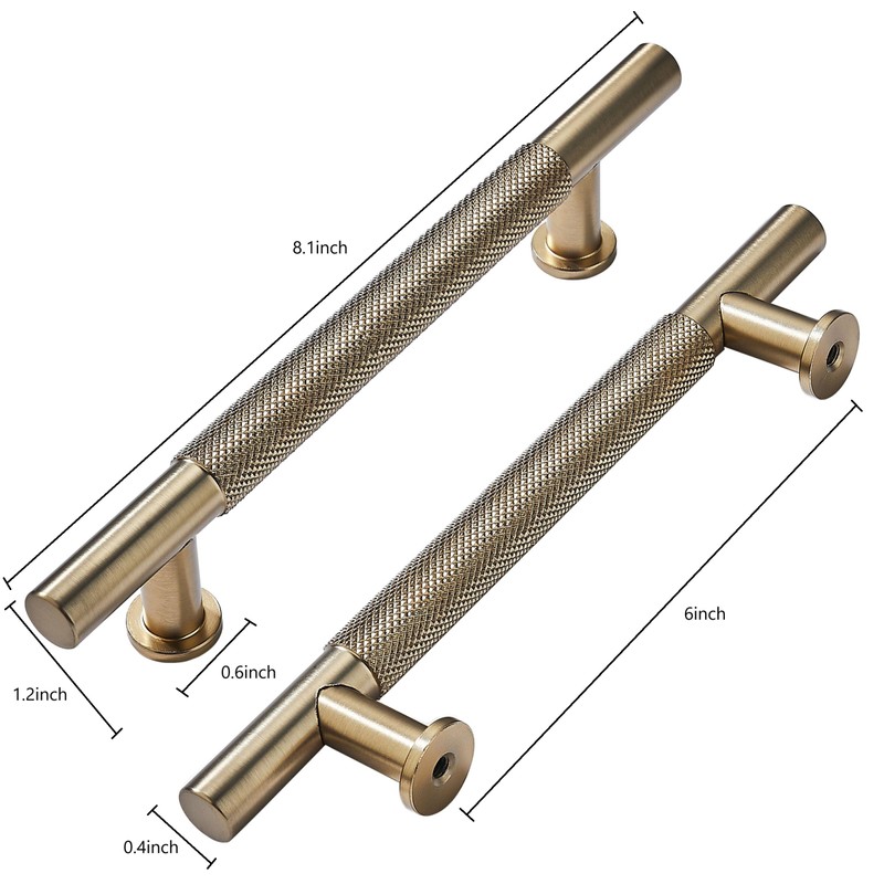 khtumeware 10 Pack 6 Inch(152mm) Drawer Handles Knurled Antique Champagne