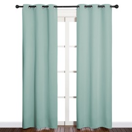 NICETOWN Window Curtain Panels, Thermal Curtains Insulated Solid Grommet Blackout Draperies/Drapes for Loft Window (Aqua, One Pair, 34 by 84-inch)