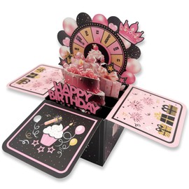 JanYoo Birthday Cards, 3D Pop up Happy Birthday Card Pop Up with Envelope, Happy Birthday Gifts for Women Men Husband Wife Family Friends (Raffle-All)