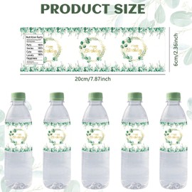 VTOS Greenery Water Bottle Stickers, 50 Pcs Garland Eucalyptus Leaves Gold Happy Birthday Water Bottle Wraps Green Plant Water Bottle Labels for Party Favor