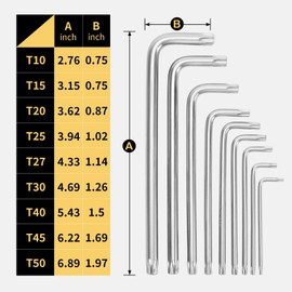 Fancytool Torx Wrench Set Star Key Cr-V – 9PCS Torx Allen Key Set, T10–T50, Chrome Vanadium Steel, Silver Finish, Long Arm, for Electronics, Furniture Screws, Automotive Fixes