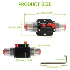 EPLZON 30A Disjoncteur Interrupteur 30 Amp Fusible Inline Holder 12V-50V DC Bouton de réinitialisation manual pour système d'amplificateur de son audio de voiture RV Home Marine Boat Truck