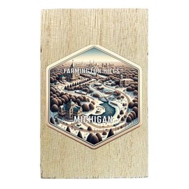 Farmington Hills Michigan Travel Destination Souvenir Wooden 2" x 3" Fridge Magnet Single