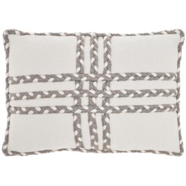 Mina Victory Outdoor Pillows Criss Cross Braids Grey 14" x 20" Throw Pillow