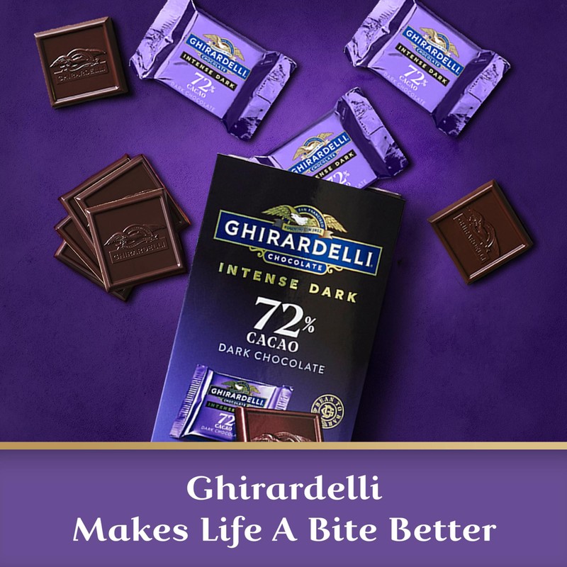 GHIRARDELLI Intense Dark Chocolate Squares, 72% Cacao Chocolate for Holiday