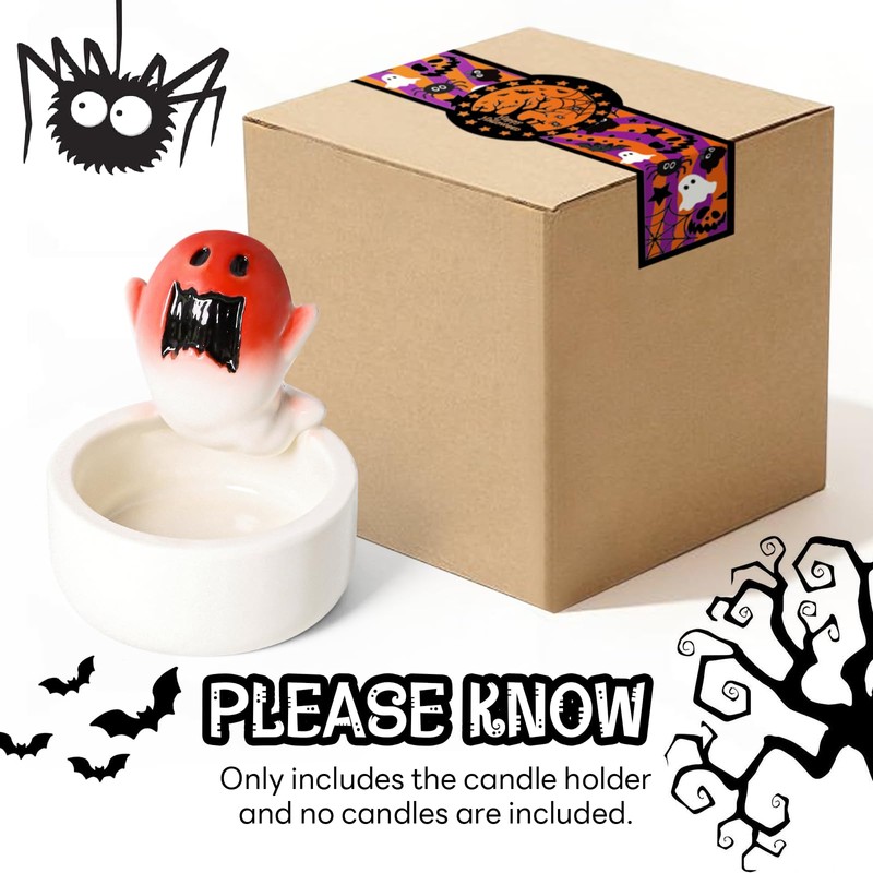 Ghost Candle Holder, Halloween Cute Cartoon Small Ghost Candle Holder,