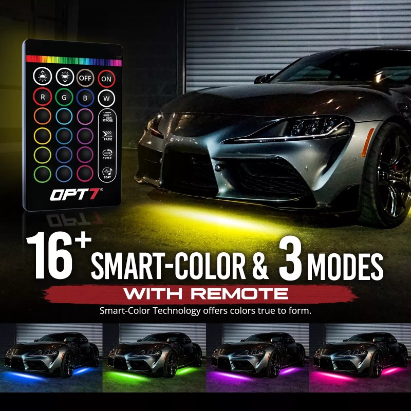 OPT7 Aura All-Color LED Underglow Car Lighting Kit with SoundSync