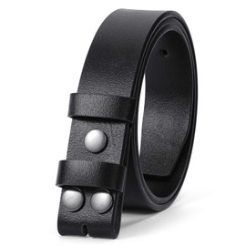 WERFORU Men's Faux Leather Belt Strap Without Buckle Replacement Snap Leather Business Belt Strap 1.5 Inch Wide Black