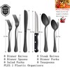 HaWare 49-Piece Black Silverware Set with Flatware Drawer Organizer, Stainless