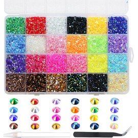 24000 Pieces Rhinestones for Nails, BetterJonny Heat Fix Rhinestones for Crafts, 3 mm Nail Art Rhinestones, Flatback Gemstones, Round with Tweezers and Dotting Pen for DIY Crafts Nails Clothing, A