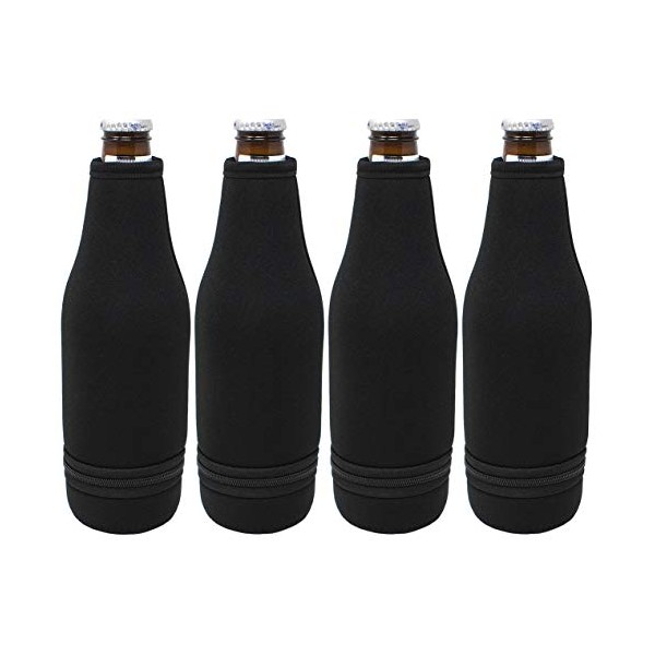TahoeBay 12 Beer Bottle Sleeves - Easy-On Bottom Zipper -