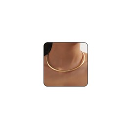 Gold Choker Necklaces for Woman Simple Metal Open Round Collar Choker Necklace Gold Collar Necklace for Woman Gold Jewelry for Women (Gold)