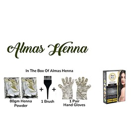 AL HASNAYN ENTERPRISES Almas Henna 80 Gramos Color de Cabello, 100% Polvo de Henna Orgánico Infundido Con Bondad de Hierbas, Tinte de Henna Natural para Cabello Suave y Brillante, Negro, 2.82 Onzas