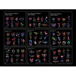 New Glimmer Body Art Temporary Tattoo 300 Stencils 4 glues