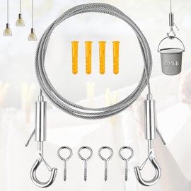 Liekadijiae Wire Rope Kit, 5 m Stainless Steel Wire Rope with Length Adjustable Hook, 304 Stainless Steel Rope Tensioner, 2 mm Stainless Steel Rope PVC-Coated, Wire Rope for Washing Line, Climbing