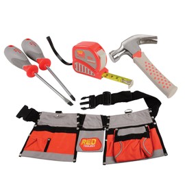 Constructive Playthings Adjustable Tool Belt with Multiple Pockets and 4 pc. Tool Set