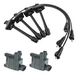 Ignition Kit Ignition Coil Spark Plugs Wire Set Compatible with 1997-2001 Toyota Camry 1999-2001 Solara