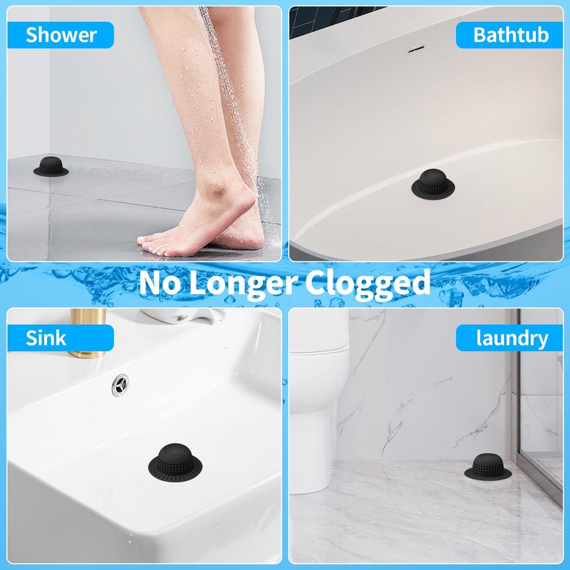 Aluvor Shower Drain Hair Catcher, Bathtub Drain Cover Foldable Silicone