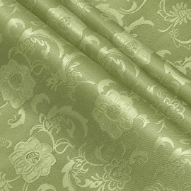 KKJIAF Sage Green Satin Jacquard Fabric 5 Yard, 60 Inch Wide Shiny Cloth Fabric, Sunflower Pattern Silky Brocade Fabric for Tablecloth, Table Runner, Napkins, Dress, Bedding Sheet, DIY Crafts