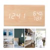 Triangular Digital Wooden Clock Time Date Temperature Humidity Display Alarm