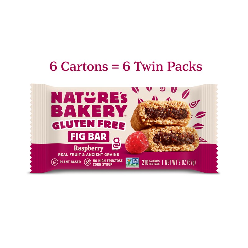 Nature’s Bakery Gluten Free Fig Bars, Raspberry, Real Fruit, Vegan,