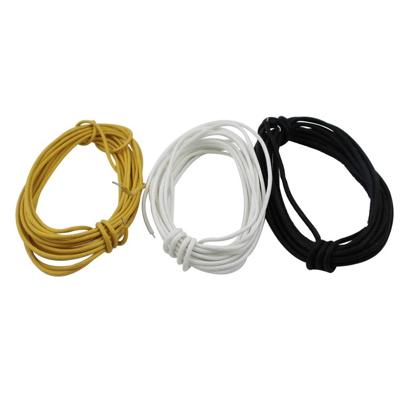 Guyker Cloth-Covered Braided Guitar Wire - 15 Feet (5-white/5-black/5-yellow) Electrics