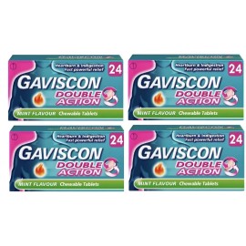 Gaviscon 4 x 24 Gaviscon Double Action Mint Flavour Chewable Tablets. 96 Tablets In Total