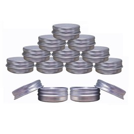 Wuiil Aluminum Tin Jars, Cosmetic Sample Metal Tins Empty Container Bulk, Round Pot Screw Cap Lid, Small Ounce for Candle, Lip Balm, Salve, Make Up, Eye Shadow, Powder (12 Pack.5Oz/15ml)
