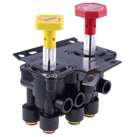 WQSING Dual Manifold Dash Valve KN20619 for Haldex RKN20619 3/8″ Push to Connect 1/4″ Unthreaded Mount Hole Trailer Parking Style B Hand Operated Valve Compatible with Volvo 20560009 85123221 20523171