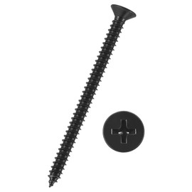 Kozelo 50pcs Phillips Flat Head Wood Screws - [#8x2-3/8"] Carbon Steel Countersunk Self Tapping Screws for Furniture Assembly, Interior Trim, Outdoor Construction, Black