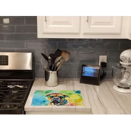 Caroline's Treasures DAC2478LCB Bullmastiff Hippie Dawg Glass Cutting Board Large Decorative Tempered Glass Kitchen Cutting and Serving Board Large Size Chopping Board
