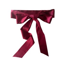 Wedding Satin Sash Belt Bridal Bow Sash (Burgundy)