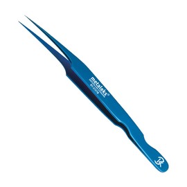 Professional Blue Tweezers for Eyelash Extension Hand Crafted Japanese Stainless Steel Precision Tweezers (Oblique Tip)