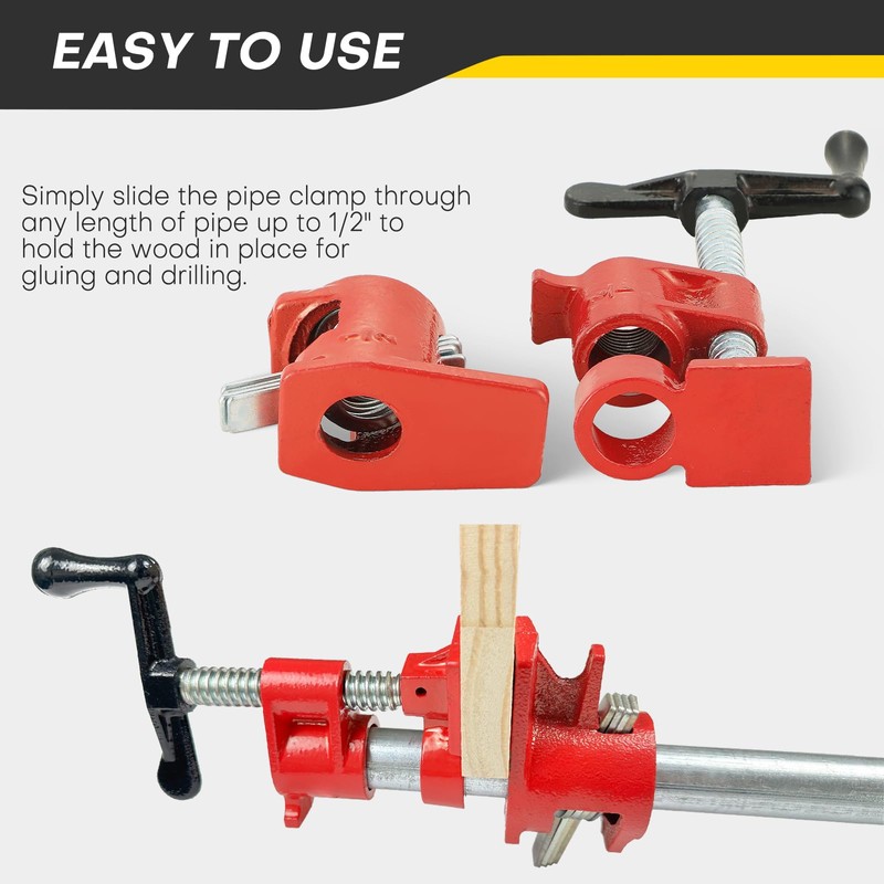 Acymner Wood Gluing Pipe Clamp Set | 1/2" Heavy Duty