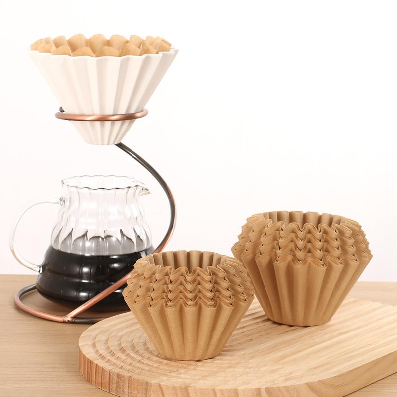 Velloray 100 Count Unbleached Coffee Filters, 4-5 Cup Natural Basket