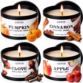 AOOVOO Fall Candle Set - 4 Pack Scented Candles for Home Autumn Decor Gift