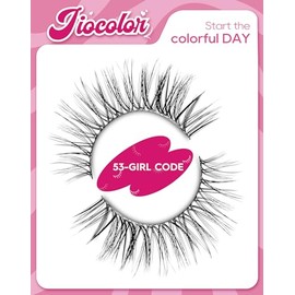 Jiocolor 53-GIRL CODE Natural Cat Eye Wispy Eyelashes 10mm Fluffy Fake Lashes that Look Like Extensions 3D C Curl Simple False Lashes