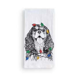 Inkopious Christmas Lights Brandy The Cavalier King Charles Spaniel Tea Towel, Dishcloth, Dinner Napkin, Flour Sack Towel, Kitchen Decoration, Set of 1