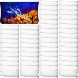 Frienda 100 Pcs Sublimation Blank Canvas Makeup Bags Bulk DIY Heat Transfer Canvas Pen Case Pencil Cosmetic Makeup Bags Clear Sublimation Blank Pouch with Zipper (7 x 4.3 Inch,White)