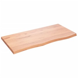vidaXL Countertop Treated Solid Oak Wood, Light Brown, Live Edge Handmade, Versatile for Bathroom/Desk/Table/Shelf, 39.4"x19.7"x(0.8"-1.6")