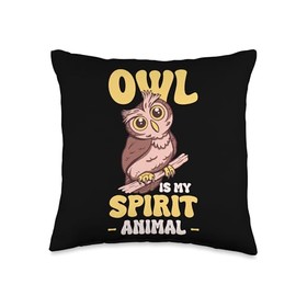 Wise Owl Nocturnal Bird Forest Owl Throw Pillow